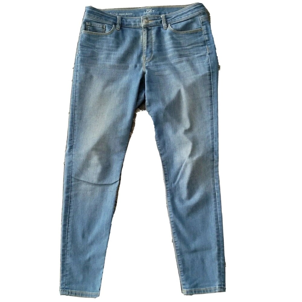 Ann Taylor LOFT Womens Super Skinny Jeans Size 31/12 Light Wash Blue
